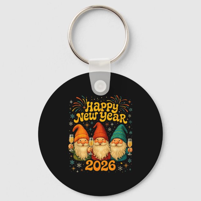 Chaveiro Happy New Year 2026 Cute Gnome Party Gift  (Frente)