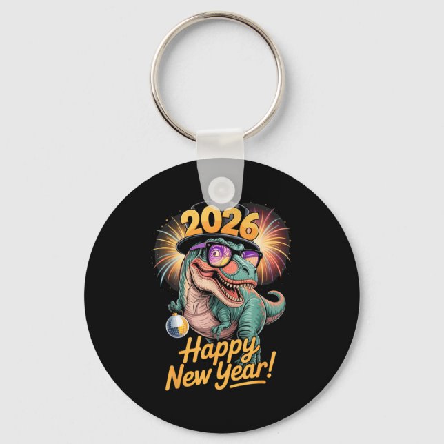 Chaveiro Happy New Year 2026 Dinosaur Funny T-rex Tee For K (Frente)