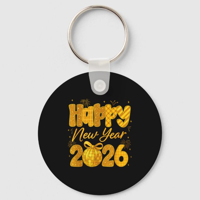 Chaveiro Happy New Year 2026 Eve Party Gold Family Matching (Frente)