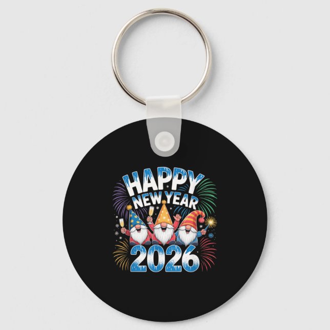 Chaveiro Happy New Year 2026 Gnomes Family Party New Years  (Frente)