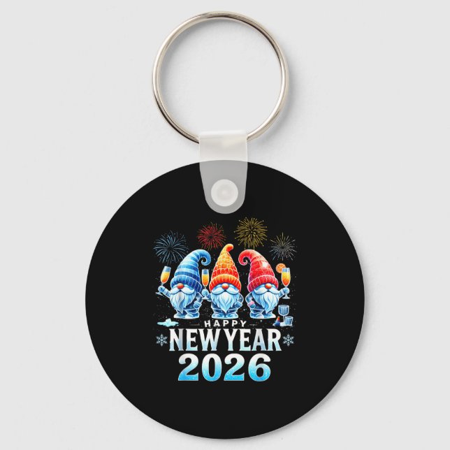 Chaveiro Happy New Year 2026 Gnomes Family Party New Years  (Frente)