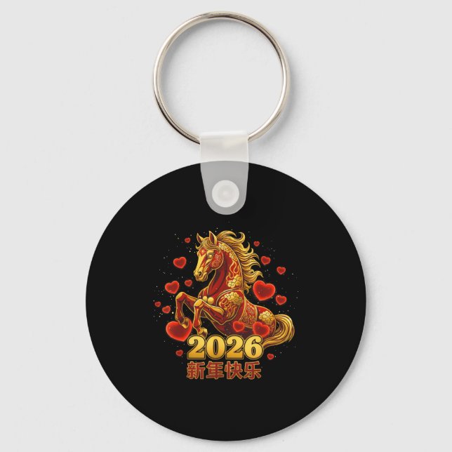 Chaveiro Happy New Year Chinese 2026 -year Of The Horse Cut (Frente)