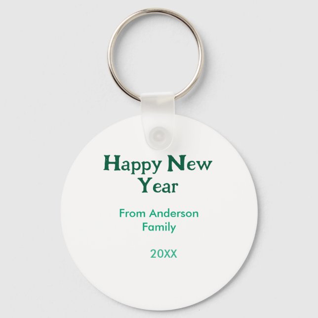 Chaveiro Happy new year green add family name year simple  (Frente)