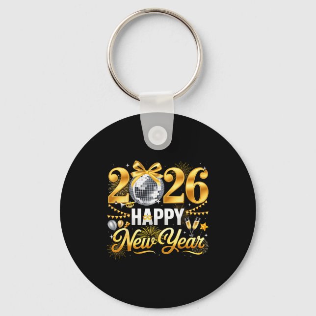 Chaveiro Happy New Year Hello 2026 Party Disco Ball Coquett (Frente)