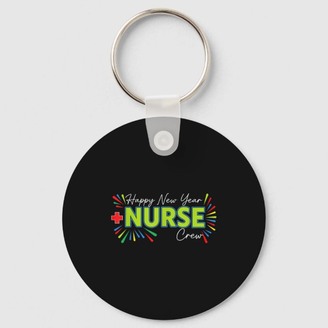 Chaveiro Happy New Year Nurse Shirt, Fireworks Nurse Crew N (Frente)