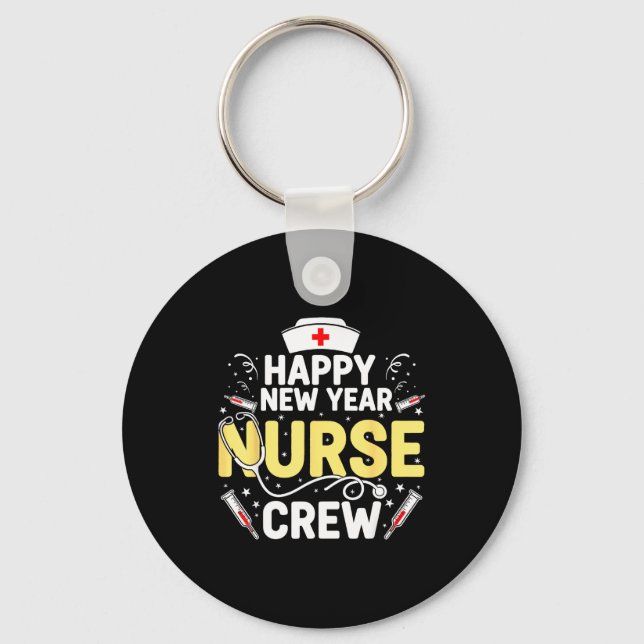 Chaveiro Happy New Year Nurse Shirt, Fireworks Stethoscope  (Frente)