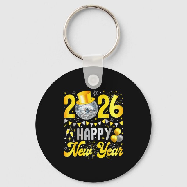 Chaveiro Happy New Year Party 2026 Balloon Family Matching  (Frente)