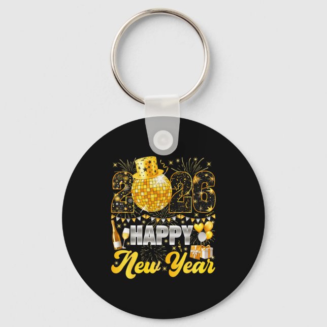 Chaveiro Happy New Year Party 2026 Balloon Family Matching  (Frente)