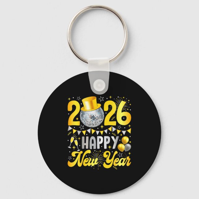 Chaveiro Happy New Year Party 2026 Balloon Family Matching  (Frente)