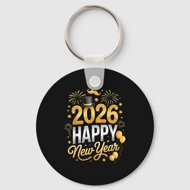 Chaveiro Happy New Year Party 2026 Fireworks Family Matchin (Frente)