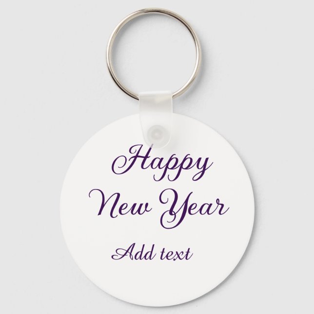 Chaveiro Happy new year purple calligraphy simple minimal  (Frente)
