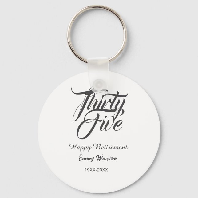 Chaveiro Happy retirement bold letter name year elegant sim (Frente)