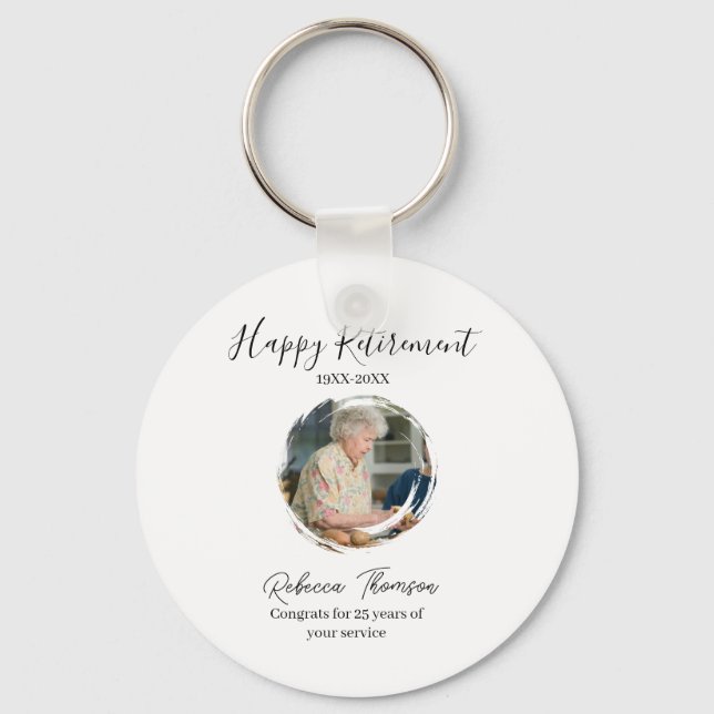 Chaveiro Happy retirement year name circle photo retired (Frente)