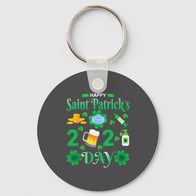 Chaveiro Happy Saint Patrick's Day 2024 Irish Shamrock Face (Frente)