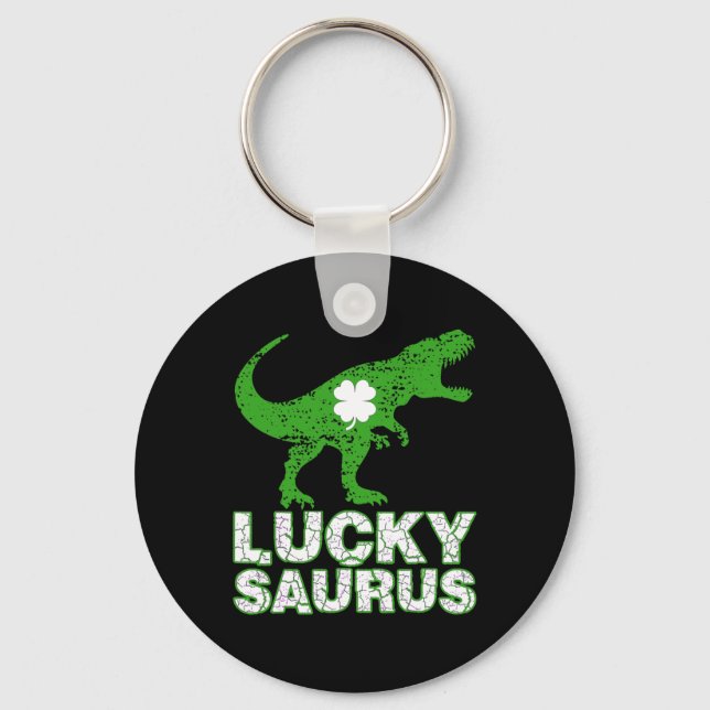 Chaveiro Happy St Patricks Day Luckysaurus Dinosaur Shamroc (Frente)