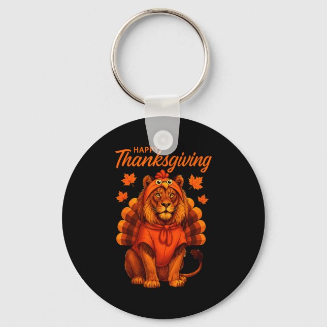 Chaveiro Happy Thanksgiving Lion Women Boys Girls Kids Outf (Frente)