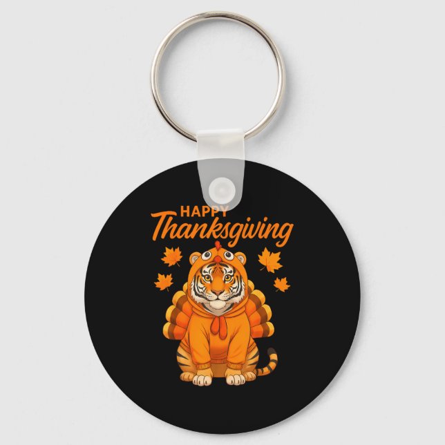 Chaveiro Happy Thanksgiving Tiger Women Boys Girls Kids Out (Frente)