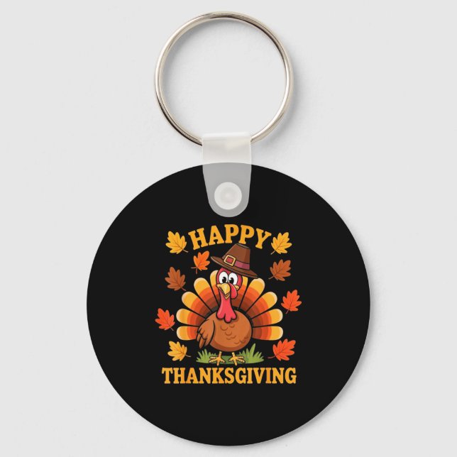 Chaveiro Happy Thanksgiving Turkey Family Dinner Thanksgivi (Frente)