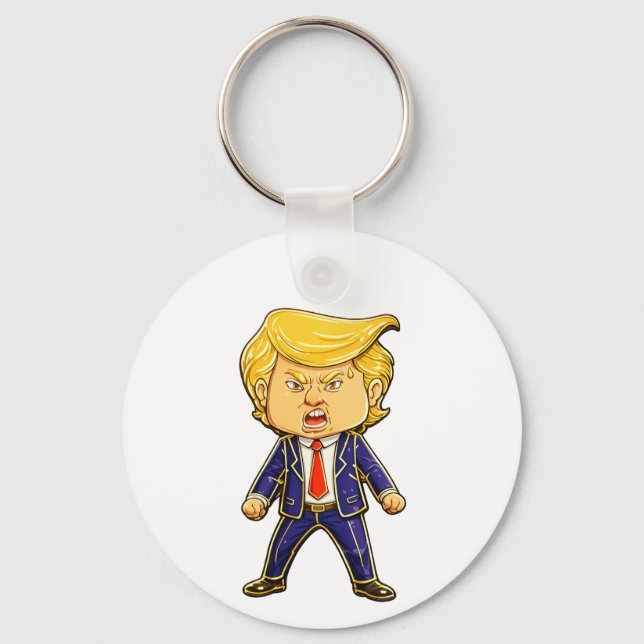 Chaveiro Happy Trump Lapel Pin Chibi Cartoon Funny Meme Pop (Frente)