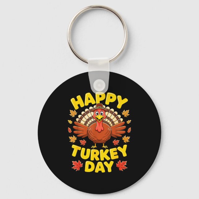 Chaveiro Happy Turkey Day Shirt Men Women Kids Family Thank (Frente)