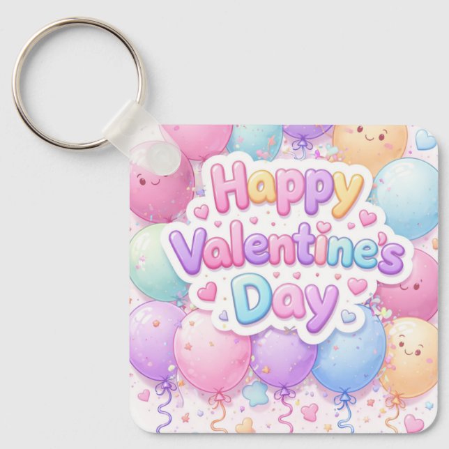 Chaveiro Happy Valentine’s Day Keychain | Romantic Love Key (Frente)
