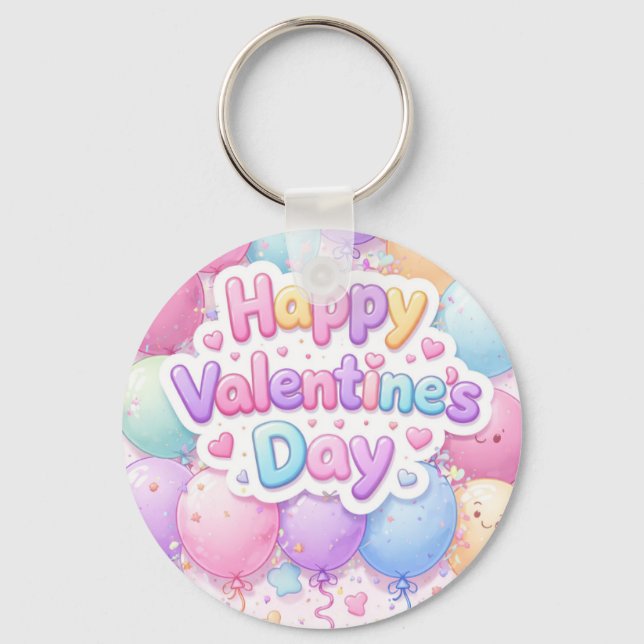 Chaveiro Happy Valentine’s Day Keychain | Romantic Love Key (Frente)
