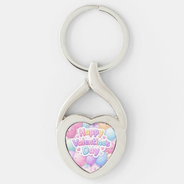 Chaveiro Happy Valentine’s Day Keychain | Romantic Love Key (Frente)