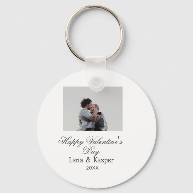 Chaveiro Happy Valentine's day couple photo modern simple t (Frente)