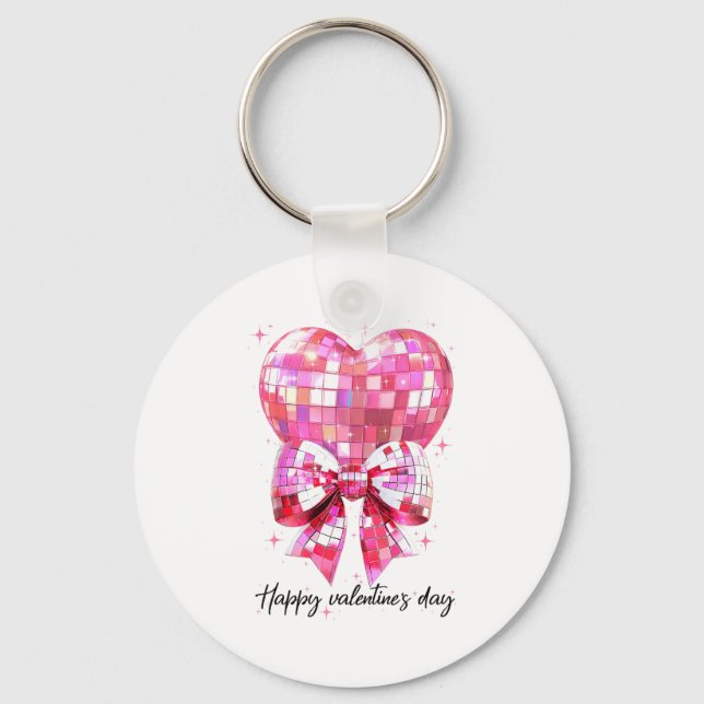 Chaveiro Happy Valentine's Day Funny Coquette Disco Ball He (Frente)