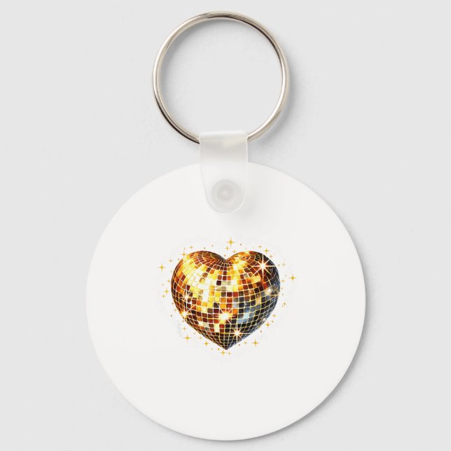 Chaveiro Happy Valentine's Day Funny Gold Coquette Disco Ba (Frente)
