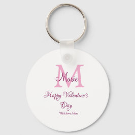 Chaveiro Happy valentine's day monogram pink name love girl