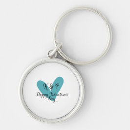 Chaveiro Happy Valentine's day turquoise heart name letter 