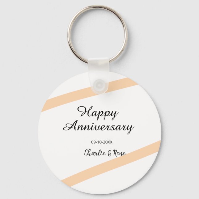 Chaveiro Happy wedding anniversary orange pastel lines name (Frente)