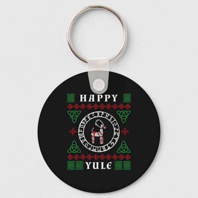 Chaveiro Happy Yule Pagan Wicca Ugly Christmas Sweater  (Frente)