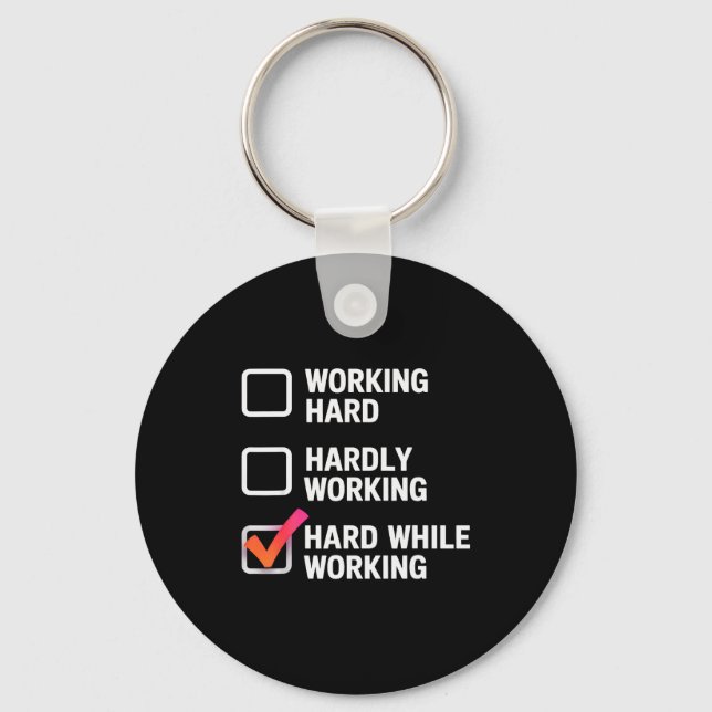 Chaveiro Hard While Working Funny Adult Checklist Joke  (Frente)