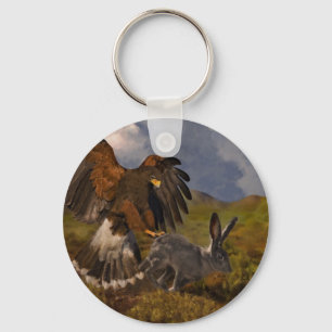 Chaveiro Harris Hawk e Jackrabbit - acrílico