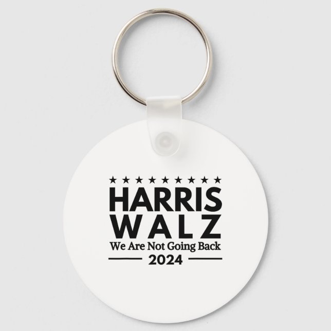 Chaveiro Harris Tim Walz 2024 Não Vamos Voltar  (Frente)