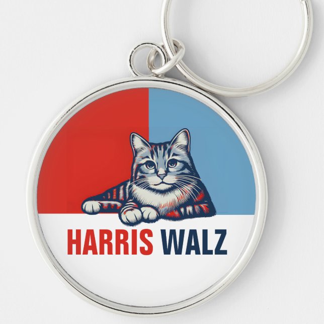 Chaveiro Harris Walz 2024 Obviamente Blue Cat (Frente)
