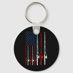 Chaveiro Haste de Pesca da Bandeira Americana Amante da Pes