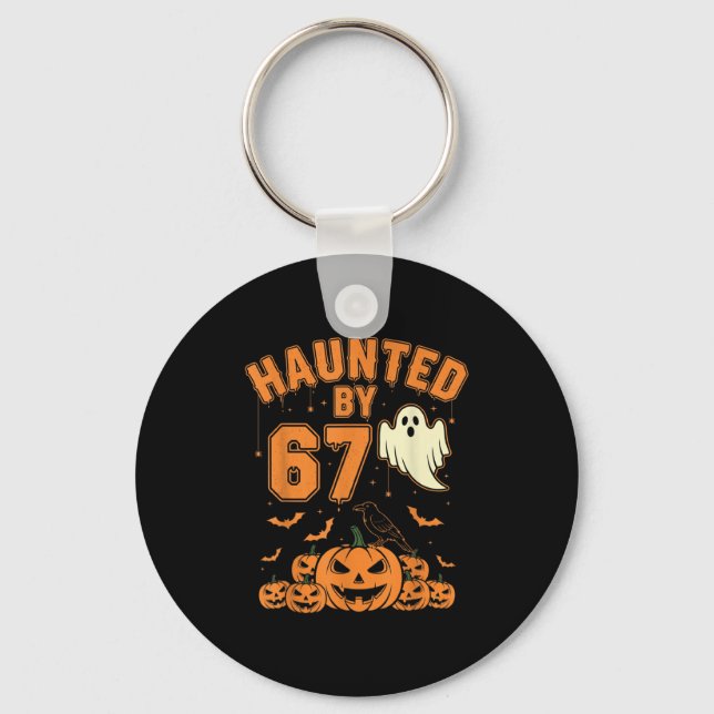 Chaveiro Haunted By 67 – Funny Ghost And Pumpkin Halloween  (Frente)