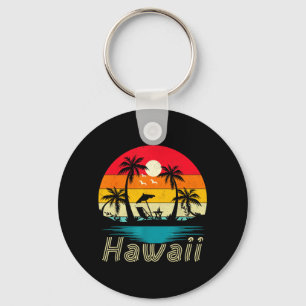 Chaveiro Havaí Vintage Palmeiras Pôr do Sol Tropical Havaia