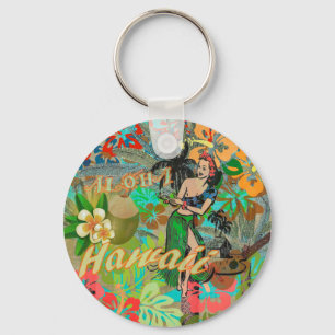 Chaveiro Hawaii Flower Hula Vintage - Gráfico Floral