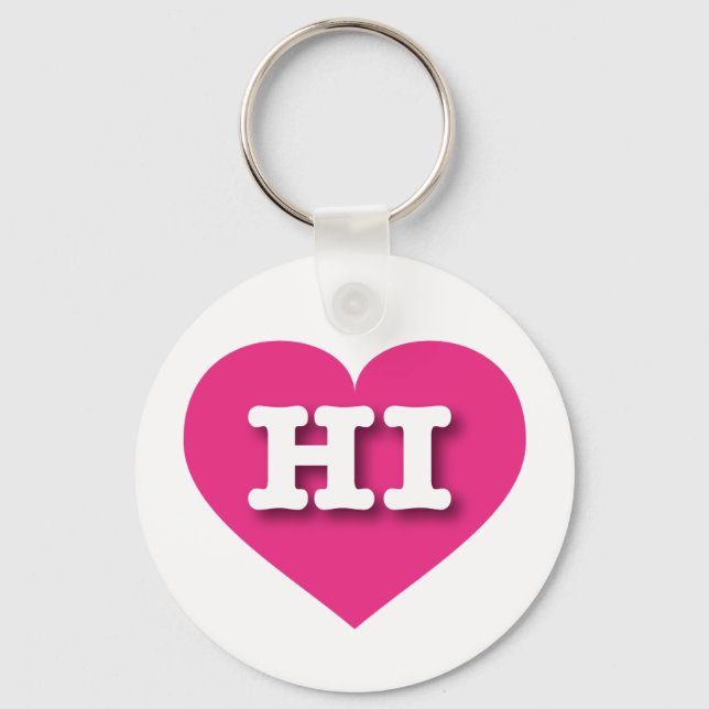 Chaveiro Hawaii Hot Pink Heart - Eu adoro HI (Frente)
