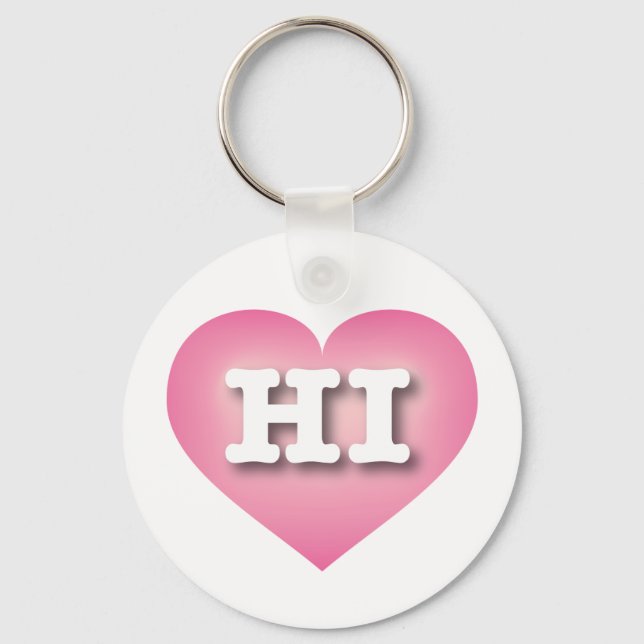 Chaveiro Hawaii Pink Fade Heart - Eu amo HI (Frente)