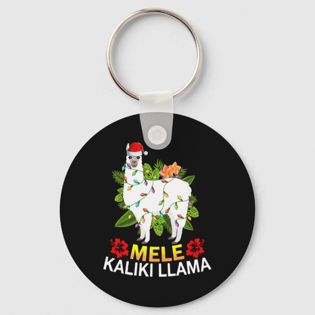 Chaveiro Hawaiian Xmas Llama Lights Mele Kalikimaka Llama C (Frente)