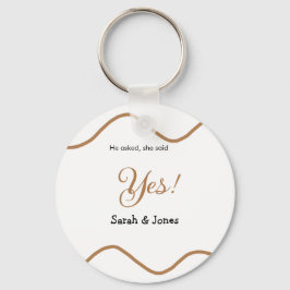 Chaveiro He asked she said yes engagement simple minimal 