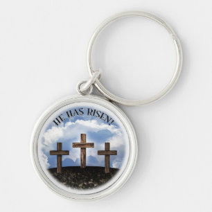 Chaveiro He Has Risen 3 Rugged Crosses