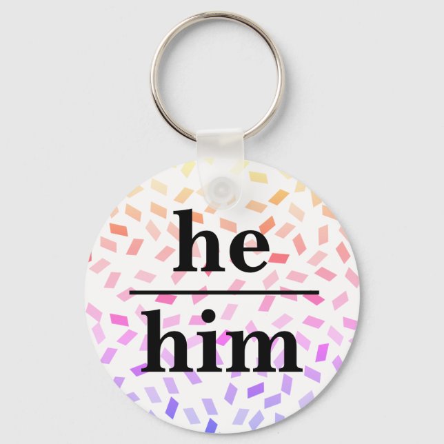 Chaveiro He him pastel rainbow sprinkles pronoun  keychain (Frente)