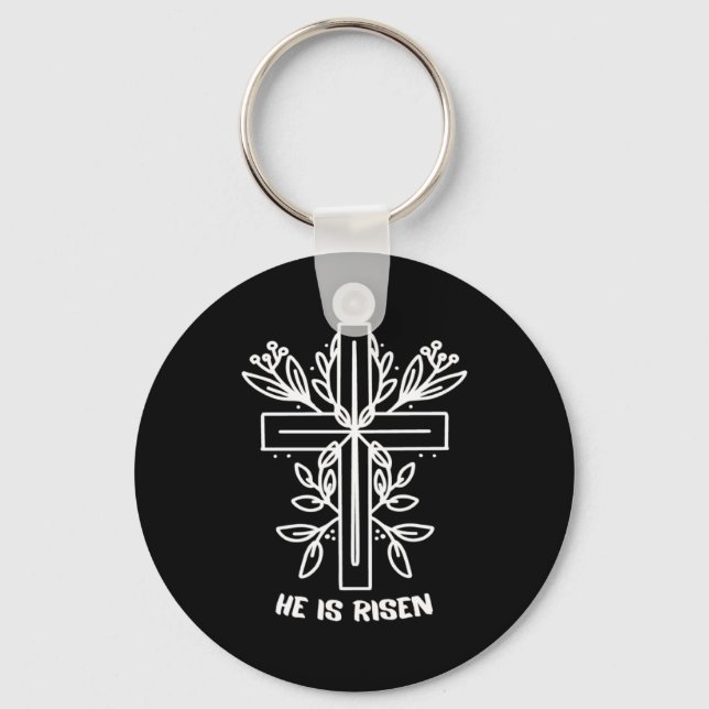 Chaveiro He Is Risen Cross Jesus Religious Easter Day Chris (Frente)
