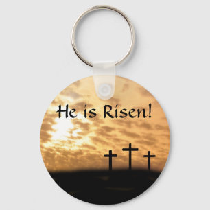 Chaveiro He is Risen! Three Crosses and Sunset Key Chain